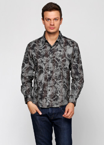 Грифельно-серая кэжуал рубашка с абстрактным узором Sayfa с длинным рукавом