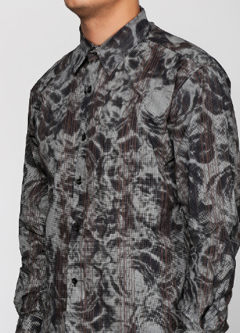 Грифельно-серая кэжуал рубашка с абстрактным узором Sayfa с длинным рукавом