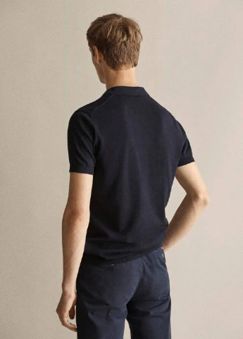 Темно-синяя футболка-поло для мужчин Massimo Dutti однотонная