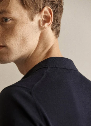 Темно-синяя футболка-поло для мужчин Massimo Dutti однотонная