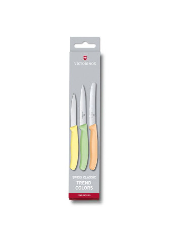 Набір ножів SwissClassic Paring Set 3 шт Light Yellow, Green, Orange (6.7116.34L2) Victorinox комбінований,
