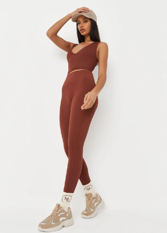 Коричневые демисезонные леггинсы Missguided