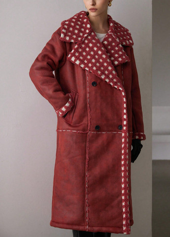 Комбіноване зимнє Пальто двобортне SHEIN