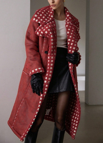 Комбіноване зимнє Пальто двобортне SHEIN