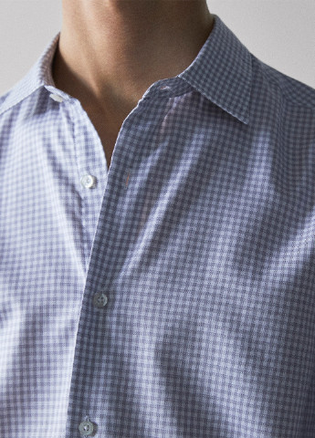 Голубой кэжуал рубашка в клетку Massimo Dutti
