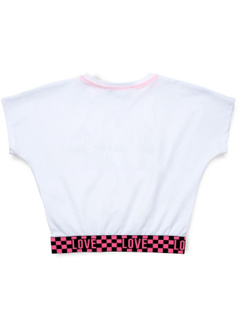 Біла демісезонна футболка дитяча укорочена (4114-140-white) A-yugi