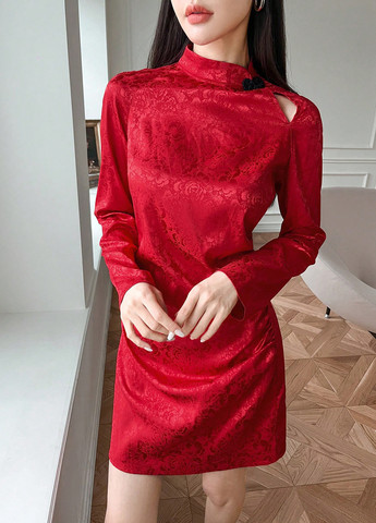 Червона кежуал сукня силуетна SHEIN з квітковим принтом