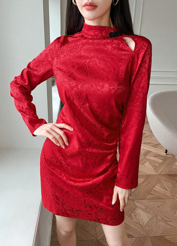 Червона кежуал сукня силуетна SHEIN з квітковим принтом