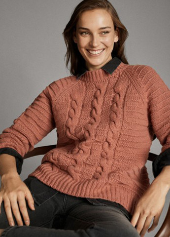 Персиковый демисезонный свитер джемпер Massimo Dutti