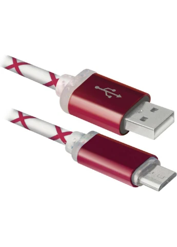 Дата кабель (87556) Defender USB08-03LT USB - Micro USB, RedLED backlight, 1m (239382732)