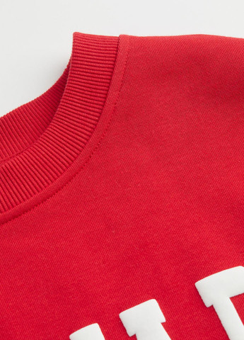Свитшот H&M - Свободный крой надпись красный кэжуал трикотаж, хлопок - (289160417)