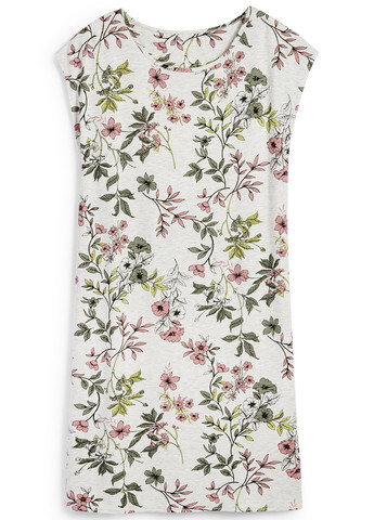 Светло-серое кэжуал платье платье-футболка C&A с цветочным принтом