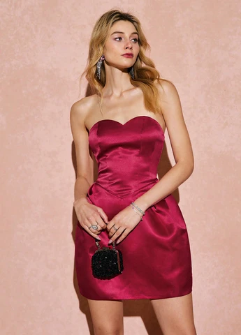 Вишнева коктейльна сукня SHEIN однотонна