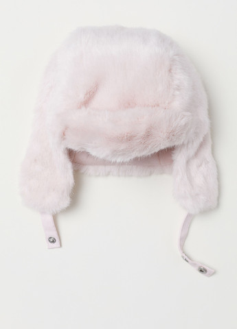 Шапка H&M шапка вушанка однотонна світло-рожева кежуал штучне хутро, модакрил