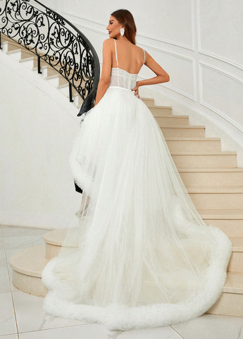 Білий святковий сукня зі шлейфом SHEIN однотонна