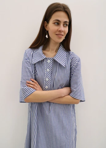 Синя кежуал сукня оверсайз Anna Yakovenko в смужку