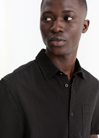 Черная кэжуал рубашка однотонная C&A