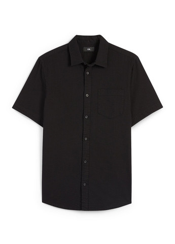 Черная кэжуал рубашка однотонная C&A