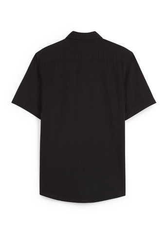 Черная кэжуал рубашка однотонная C&A