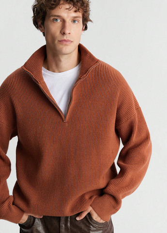 Терракотовый зимний свитер SHEIN