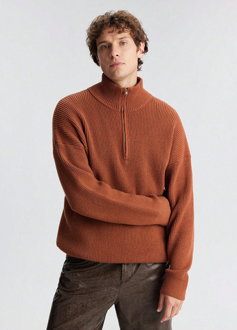 Терракотовый зимний свитер SHEIN