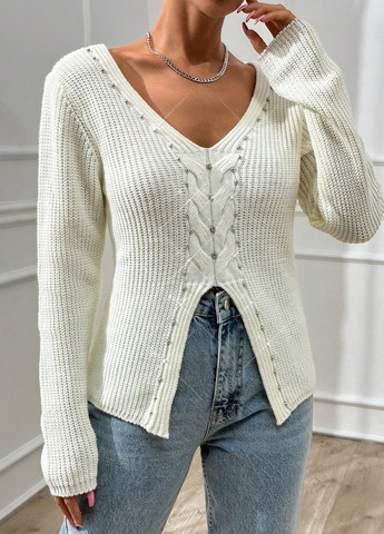 Белый демисезонный пуловер пуловер SHEIN