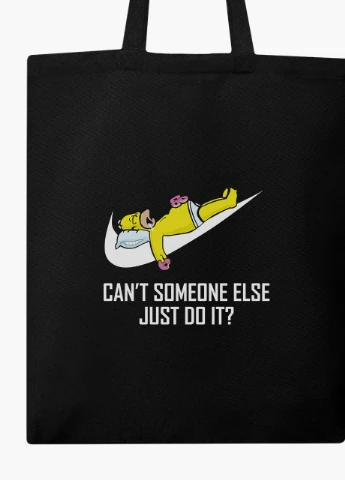 Еко сумка шоппер чорна Гомер Сімпсон (The Simpsons JUST DO IT) на блискавці (9227-2043-BKZ) MobiPrint (236265362)