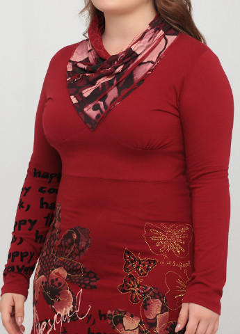 Бордовое кэжуал платье Desigual с надписью