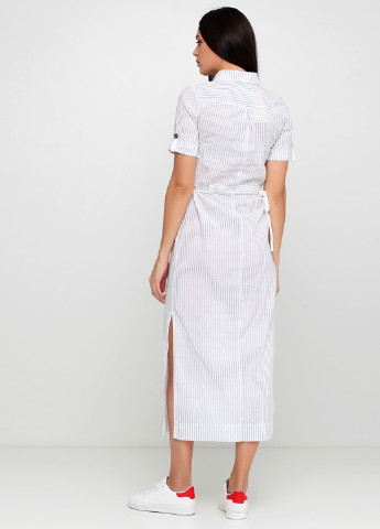 Белое кэжуал платье рубашка Olga Shyrai for PUBLIC&PRIVATE в полоску