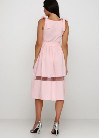 Рожева кежуал вільне літнє плаття з прозорою вставкою на спідниці gisalle Podium однотонна