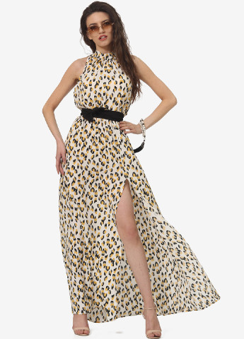 Молочное кэжуал платье клеш Lila Kass леопардовый