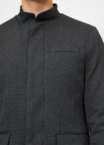 Пиджак KOTON гусиная лапка тёмно-серый кэжуал полиэстер