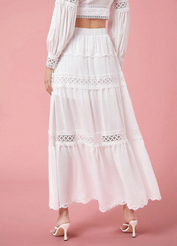 Белая кэжуал однотонная юбка SHEIN