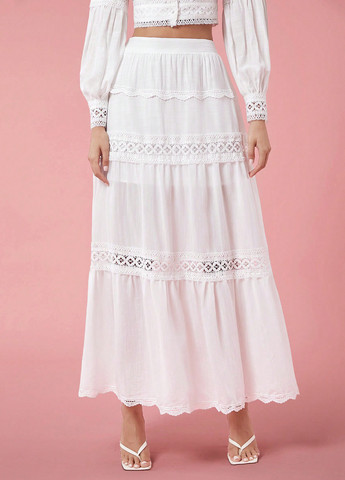 Белая кэжуал однотонная юбка SHEIN