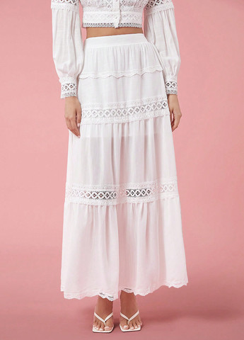 Белая кэжуал однотонная юбка SHEIN