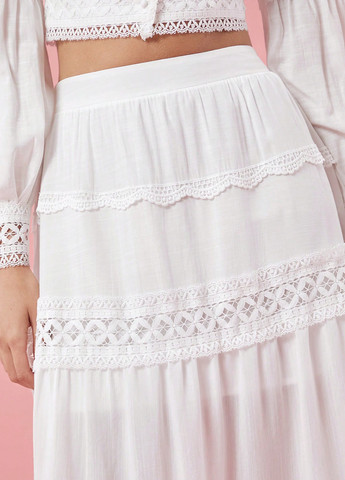 Белая кэжуал однотонная юбка SHEIN