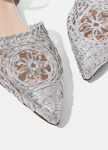 SHEIN Туфлі анкл страп срібний з соломка, китай — літо (365779477)