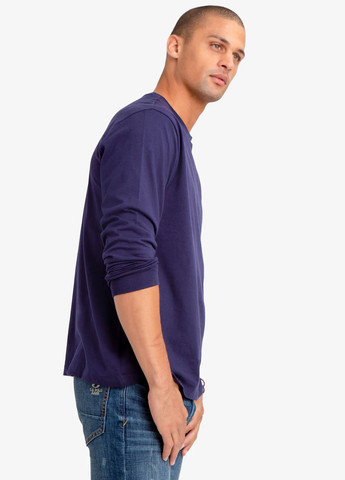 Лонгслів U.S. Polo Assn. однотонний темно-синій кежуали бавовна, трикотаж