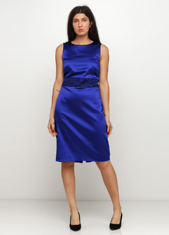 Синее деловое платье футляр HotSquash однотонное