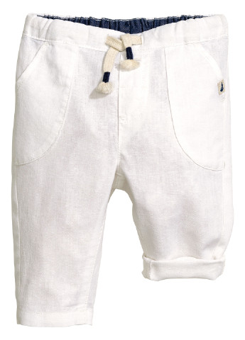 Белые кэжуал демисезонные брюки со средней талией H&M