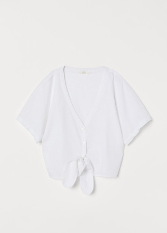 Белая летняя блузка из смесового льна H&M