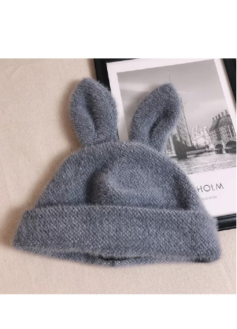 Заяц (Кролик) с ушками унисекс Серый Brend шапка (252728329)