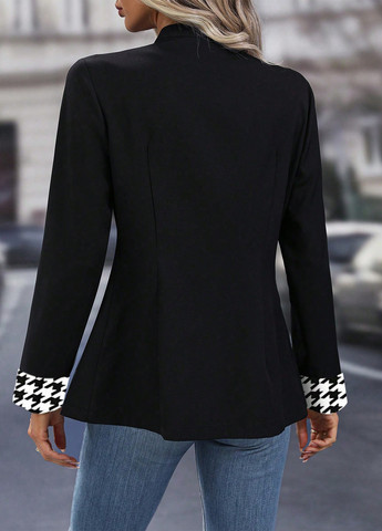 Черный женский жакет SHEIN колор блок - демисезонный