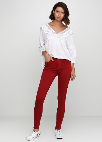 Красные демисезонные зауженные джинсы Ds Fashion