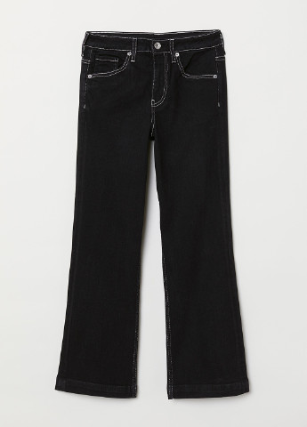 Джинси H&M кльош однотонні чорні джинсові бавовна