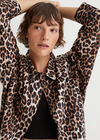 Сорочка H&M леопардова бежева кежуал бавовна