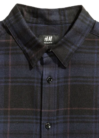 Черная кэжуал рубашка в клетку H&M