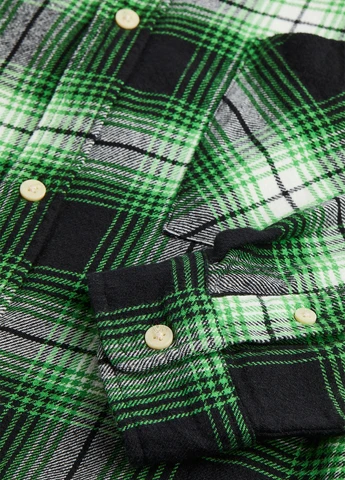 Зеленая кэжуал рубашка в клетку H&M