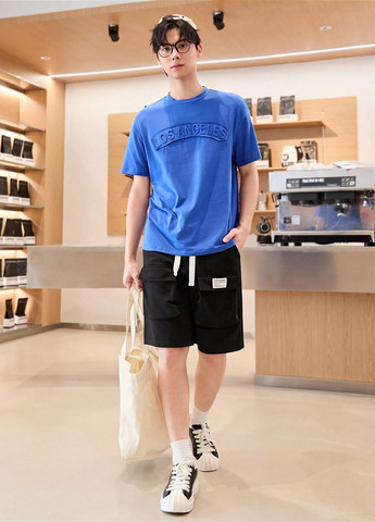 Синий летний комплект (футболка, шорты) SHEIN