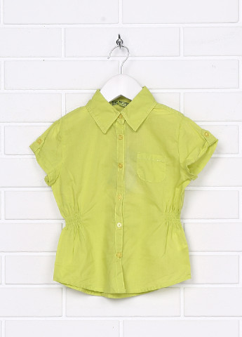 Зеленая однотонная блузка с коротким рукавом Terranova летняя